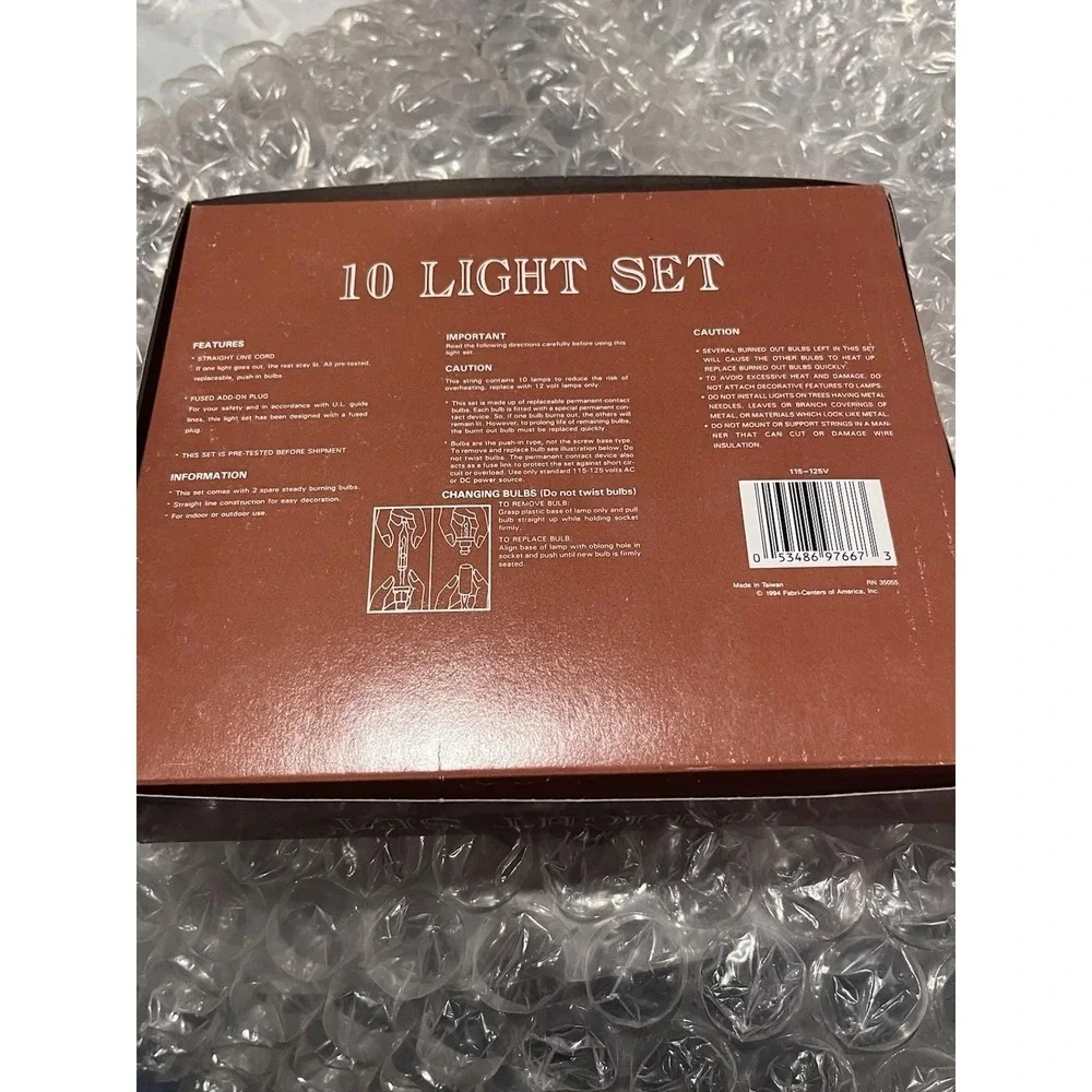 NEW Vintage Blow Mold Easter White Bunny & Carrot String Lights 10 set Box 1994